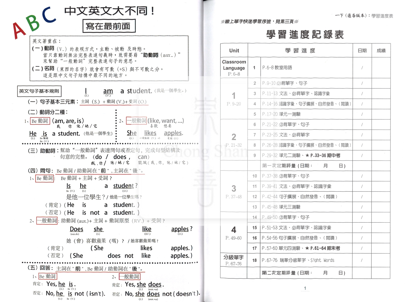 【國小114下】瑞華國小 英語講義式評量 -1年級下
